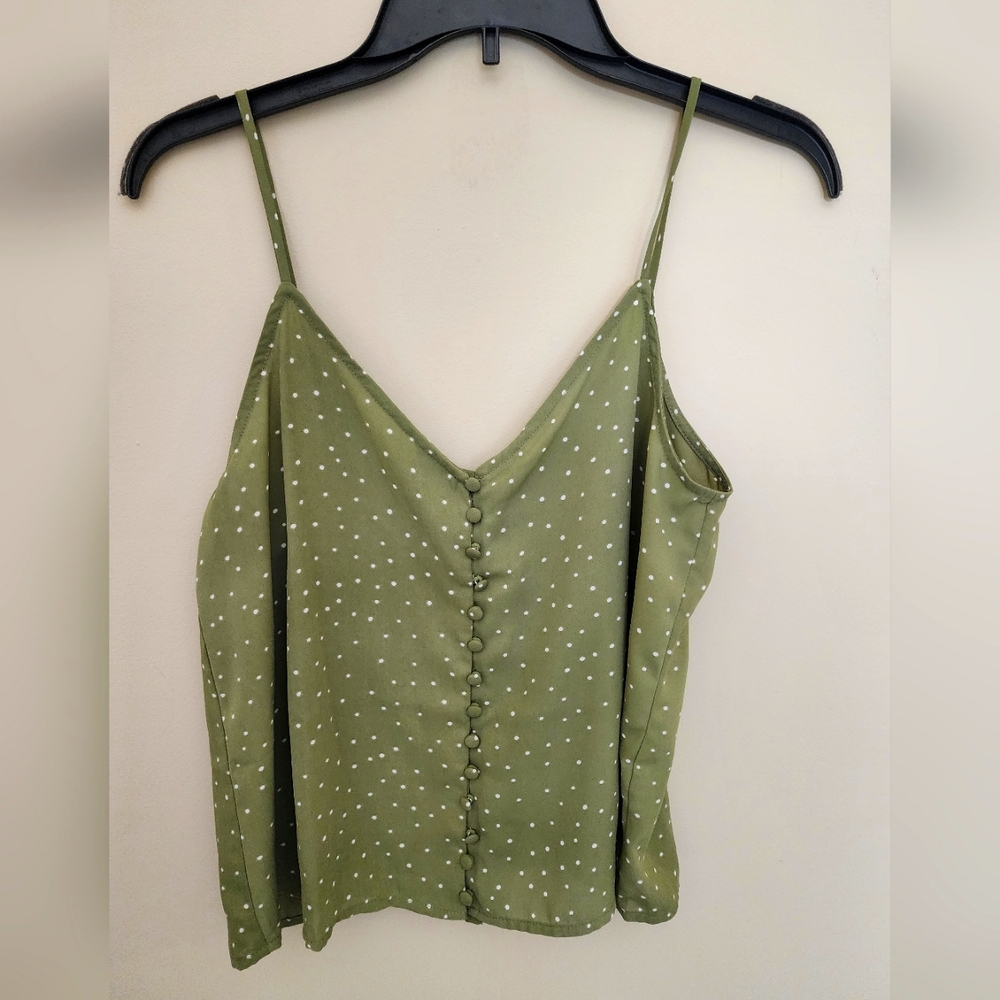 green polka dot tank top